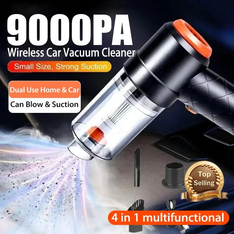 9000Pa 4 in 1 Wireless Car Vacuum Cleaner 120W Cordless Handheld Auto Portabale Vacuum High-power Vacuum Cleaner For Home Car