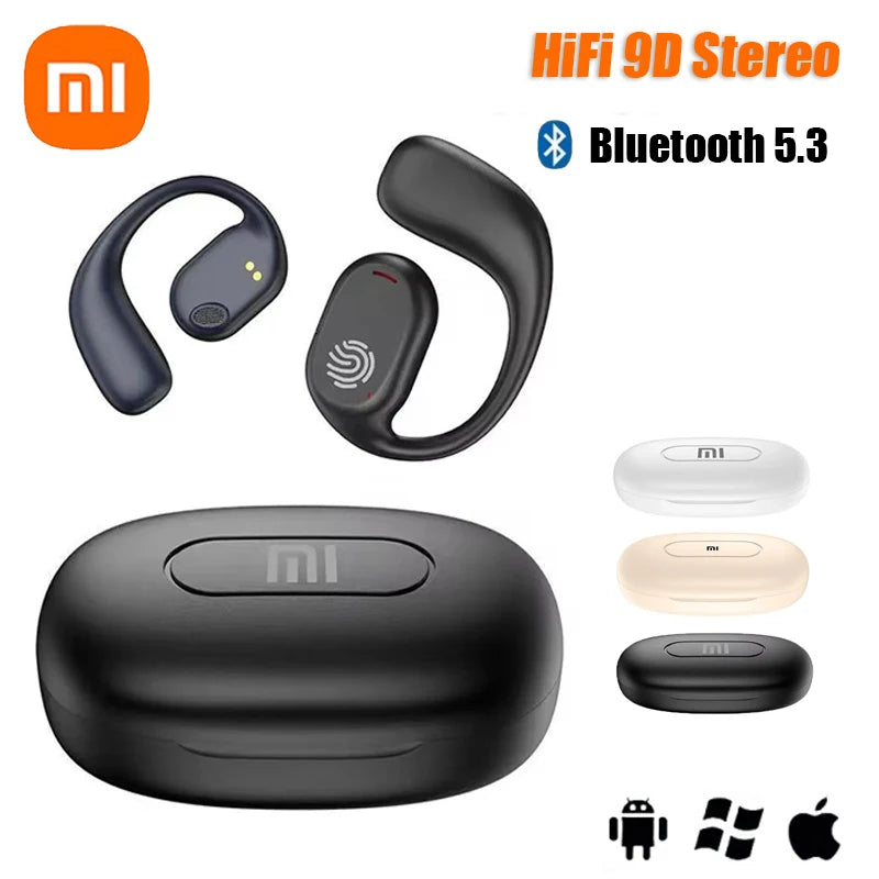 Fone de Ouvido Xiaomi Bone Conduction Earphones 5.3 Bluetooth Wireless Sports Earbuds HiFi 9D Stereo Waterproof Touch Control Noise Reduction