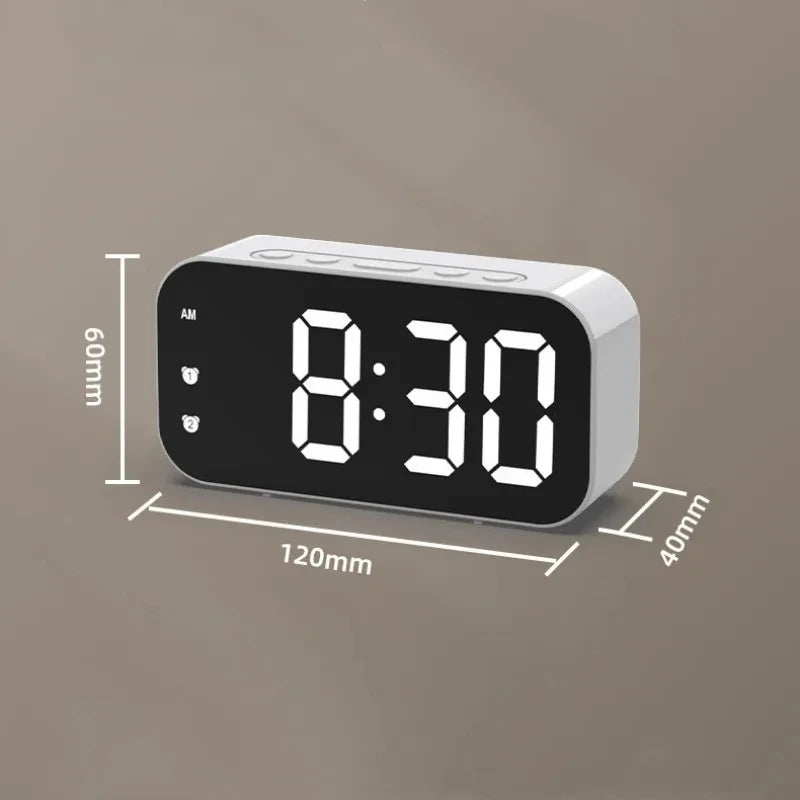 Voice Control Digital Alarm Clock Temperature Dual Alarms Snooze Table Clock 3 Levels Brightness Adjustment 12/24H LED Clock